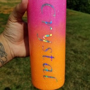 Custom made glitter tumbler